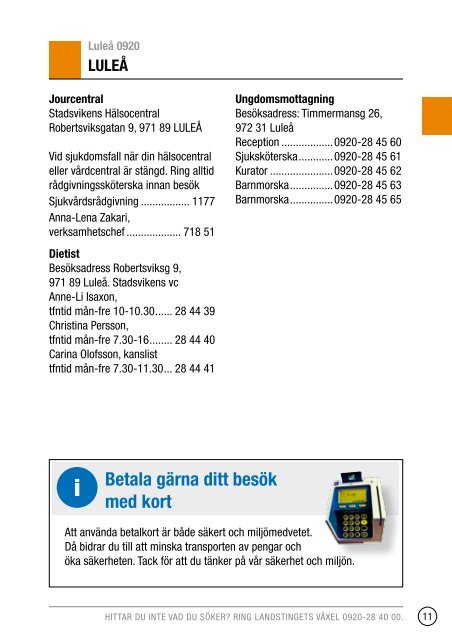 Telefonkatalog 2013 - Norrbottens lÃ¤ns landsting