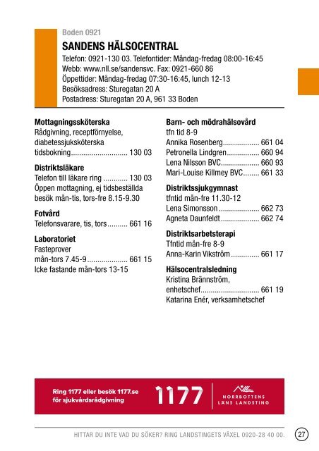 Telefonkatalog 2013 - Norrbottens lÃ¤ns landsting