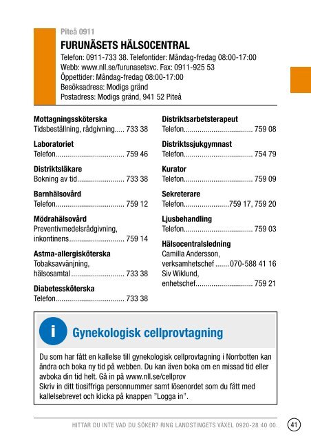 Telefonkatalog 2013 - Norrbottens lÃ¤ns landsting