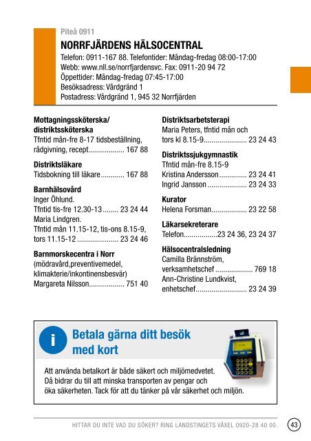 Telefonkatalog 2013 - Norrbottens lÃ¤ns landsting