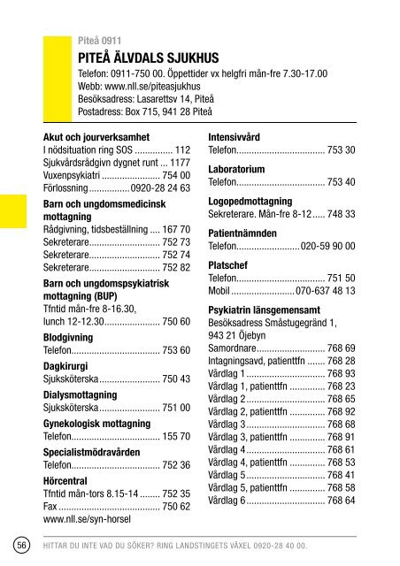 Telefonkatalog 2013 - Norrbottens lÃ¤ns landsting