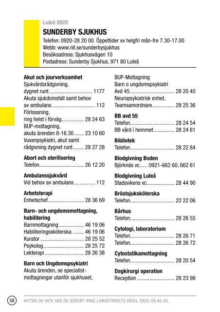 Telefonkatalog 2013 - Norrbottens lÃ¤ns landsting