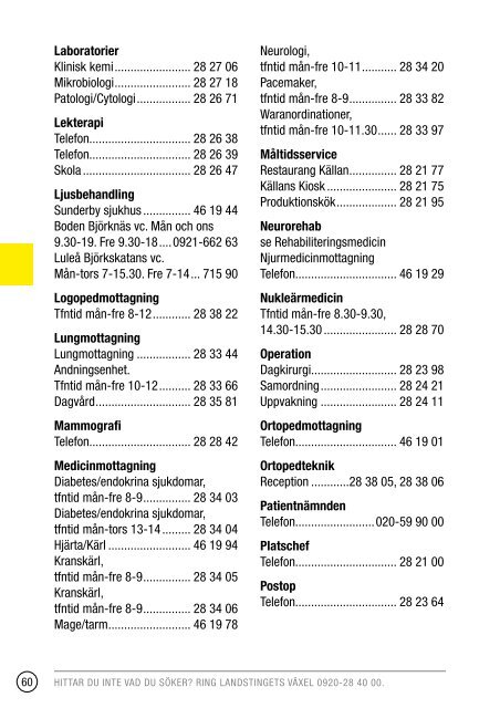 Telefonkatalog 2013 - Norrbottens lÃ¤ns landsting