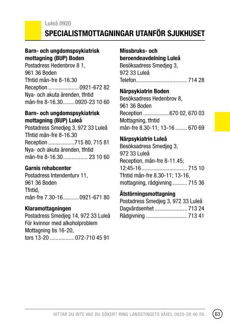 Telefonkatalog 2013 - Norrbottens lÃ¤ns landsting