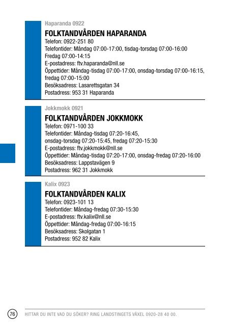 Telefonkatalog 2013 - Norrbottens lÃ¤ns landsting