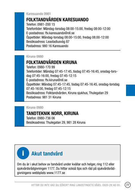 Telefonkatalog 2013 - Norrbottens lÃ¤ns landsting