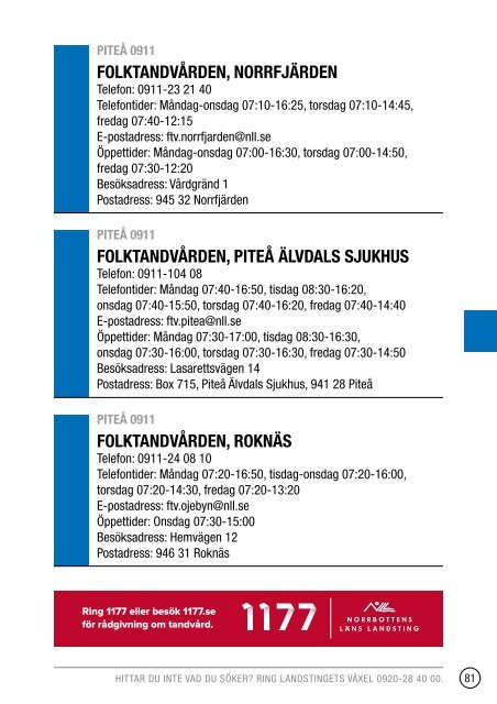 Telefonkatalog 2013 - Norrbottens lÃ¤ns landsting