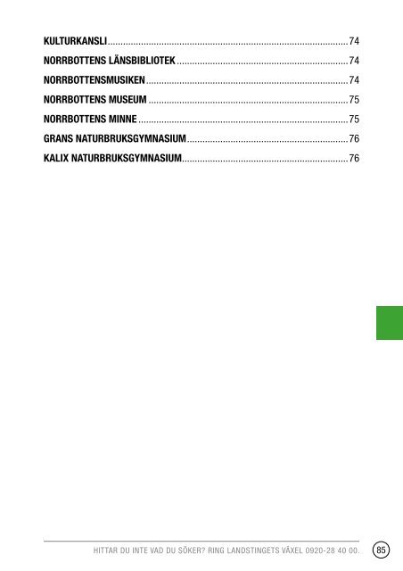 Telefonkatalog 2013 - Norrbottens lÃ¤ns landsting