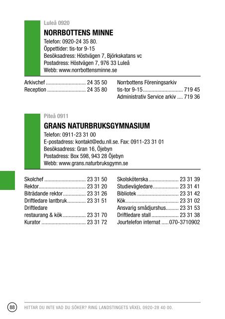 Telefonkatalog 2013 - Norrbottens lÃ¤ns landsting