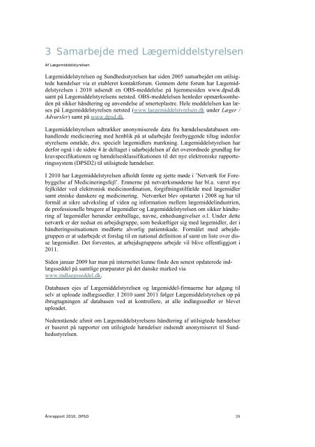 ÃƒÂ…rsrapport 2010 - DPSD - Dansk Patientsikkerhedsdatabase