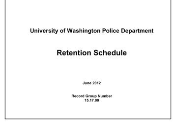department's retention schedule - University of Washington