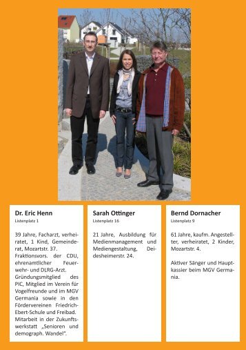 Dr. Eric Henn Sarah Ottinger Bernd Dornacher - CDU Ilvesheim