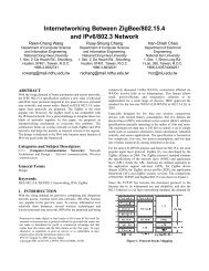 Internetworking Between ZigBee/802.15.4 and IPv6/802.3 Network