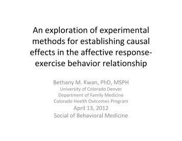 An Exploration of Experimental Methods for Establishing Causal ...