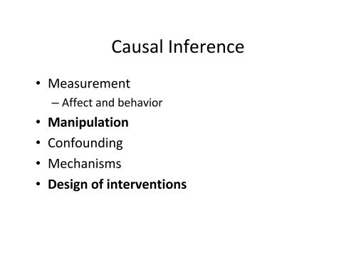 An Exploration of Experimental Methods for Establishing Causal ...