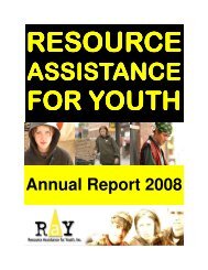 Annual Report 2008 - Resource Assistance for Youth