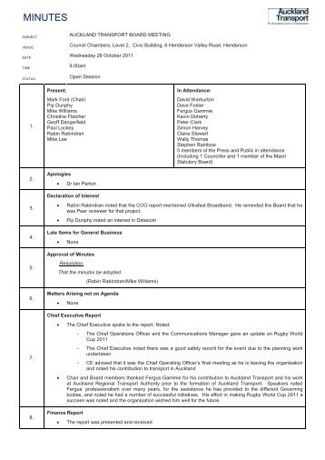 Minutes Template - Auckland Transport