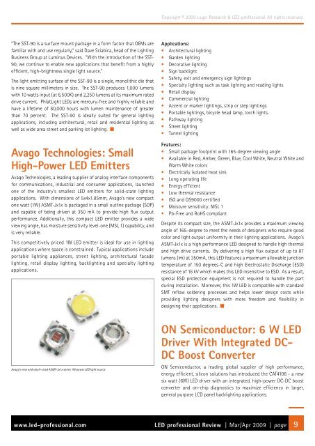 LED Applications & Lighting Systems - fonarevka