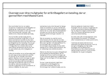 Indsigelsesmuligheder for MasterCard (pdf) - Danske Bank