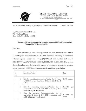 Hiring of commercial vehicles for use of DTL officers - Delhi Transco ...