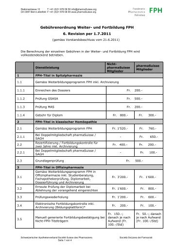 110629_GebÃ¼hrenordnung_d_ def_bl - pharmaSuisse