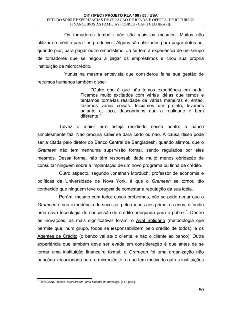 Estudo sobre ExperiÃªncias de GeraÃ§Ã£o de Renda e oferta de ...