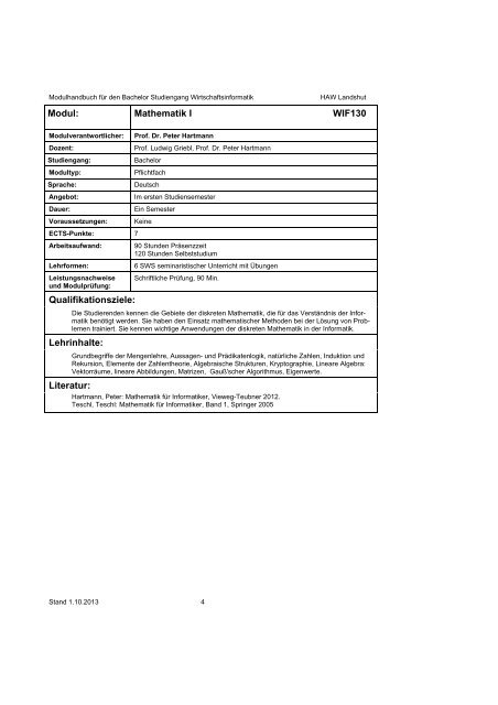 Modulhandbuch - Hochschule Landshut