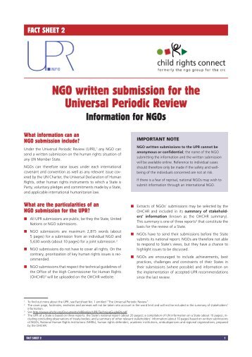 NGO written submission for the Universal Periodic Review - UPR Info