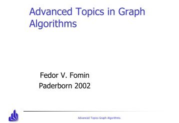 Advanced Topics in Graph Algorithms