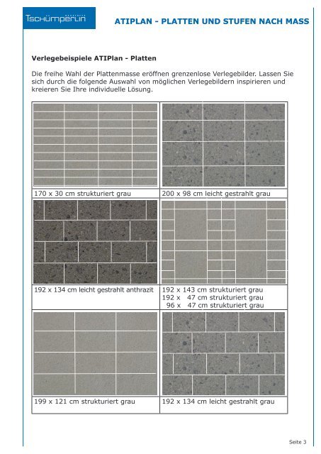 DOKUMENTATION ATIPLAN - PLATTEN UND STUFEN NACH MASS