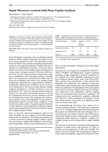 Rapid Microwave-Assisted Solid Phase Peptide Synthesis