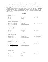 Calculus Placement Exam Brandeis University Instructions. This is a ...