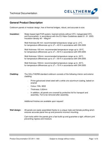 Technical Documentation General Product Description - CELLTHERM