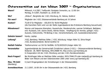 Osterexerzitien auf dem Widum 2007 xerzitien auf ... - J-GCL Bamberg