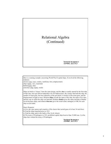 Relational Algebra (Continued)