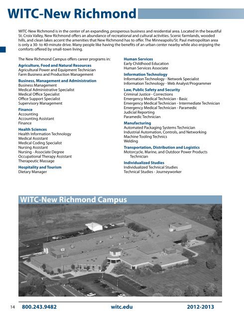 2012/13 WITC College Catalog - Wisconsin Indianhead Technical ...