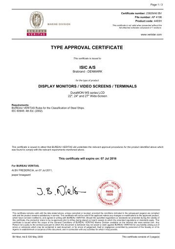 TYPE APPROVAL CERTIFICATE