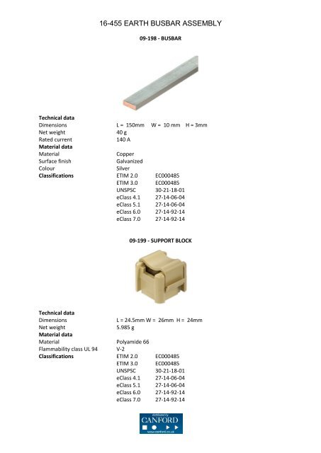 16-455 Earth Busbar Assembly Technical Specification