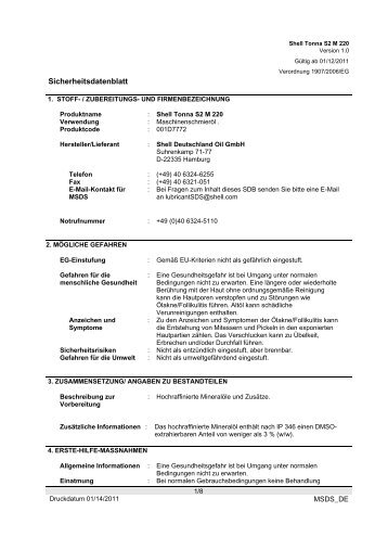 Sicherheits Datenblatt (.pdf) - Schmierstoff-Datenbank