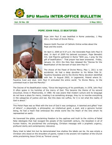 SPU Manila INTER-OFFICE BULLETIN - St. Paul University Manila