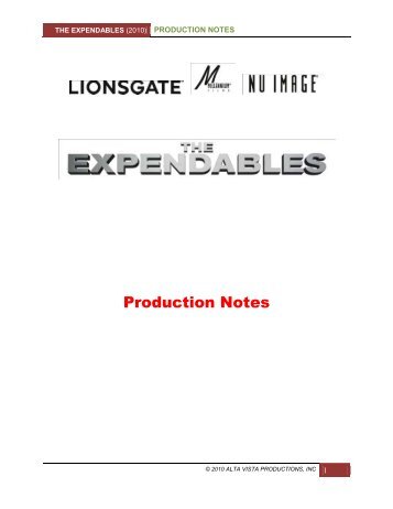 Production Notes PDF - Visual Hollywood