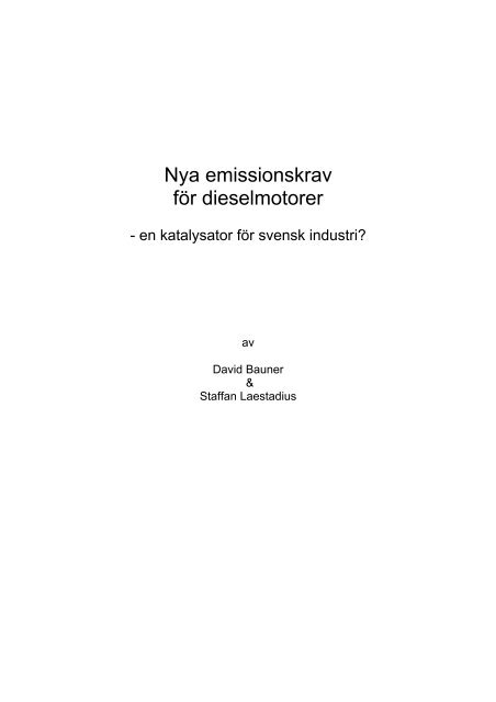 Nya emissionskrav fÃ¶r dieselmotorer - en katalysator fÃ¶r ... - Vinnova