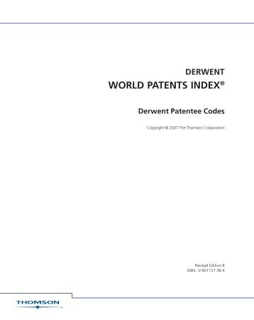 WORLD PATENTS INDEX® - Thomson Reuters