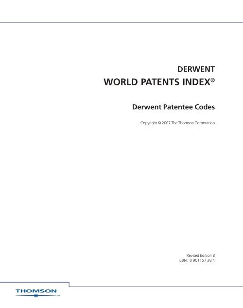 Thomson WORLD PATENTS INDEX® Reuters -