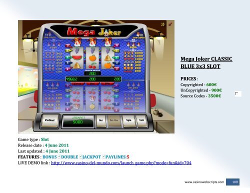 Products Catalogue PDF - CasinoWebScripts