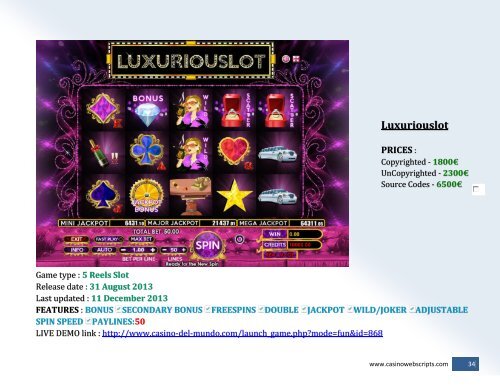 Products Catalogue PDF - CasinoWebScripts