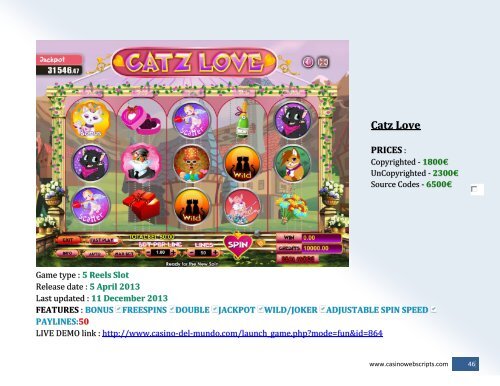 Products Catalogue PDF - CasinoWebScripts