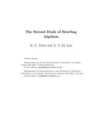 The Second Duals of Beurling Algebras H. G. Dales and A. T.-M. Lau