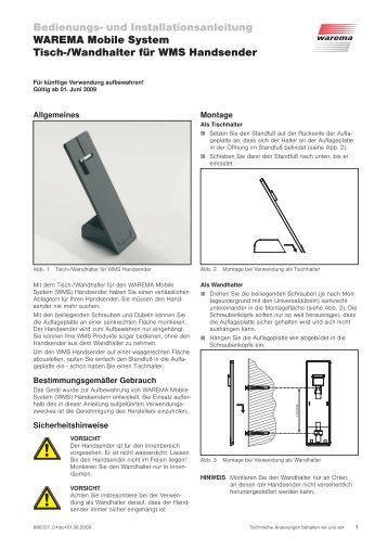 Bedienungs- und Installationsanleitung WAREMA Mobile System ...