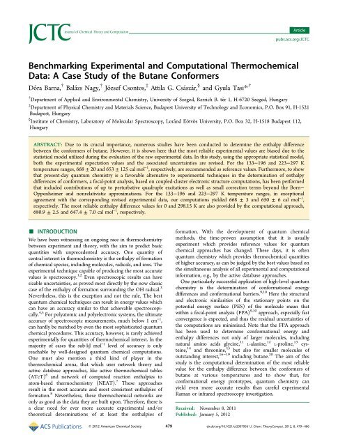 A Case Study of  the Butane Conformers - of Attila G. Császár